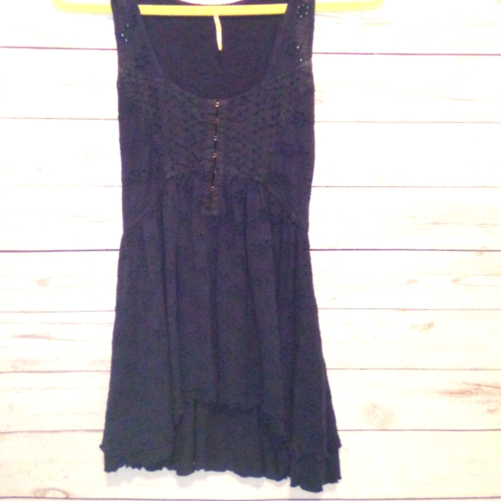 Free People Navy Eyelet Sun Dress Small